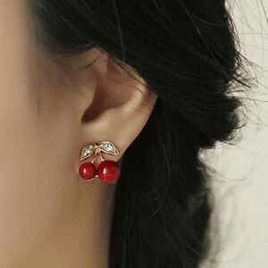 Diamond Cherry Stud Earrings
